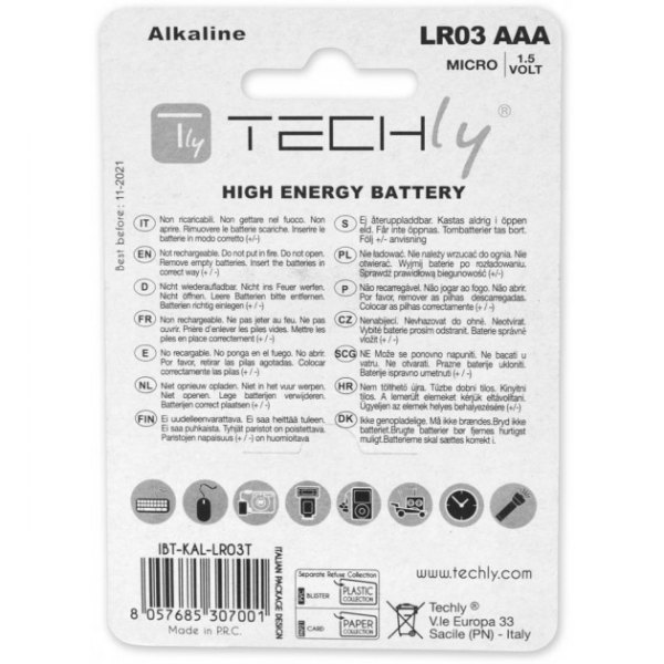 Bateria Alkaliczna AAA 4 szt. Techly - obrazek 2