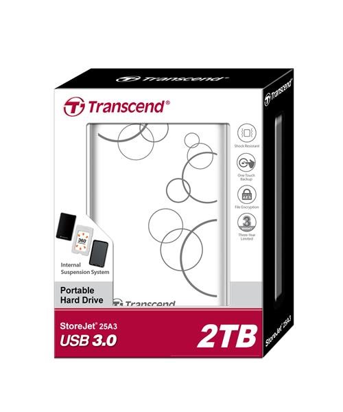 HDD USB 3.0 2TB Transcend StoreJet 25A3 Wstrząsoodporny Biały - obrazek 2