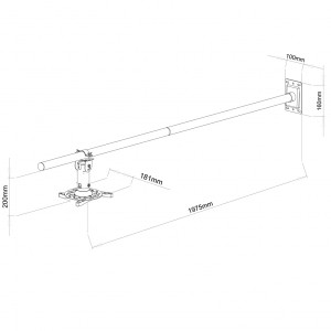 Uchwyt do mocowania projektora ścienny z regulowanym ramieniem 100-200 mm - 15kg ART - obrazek 2