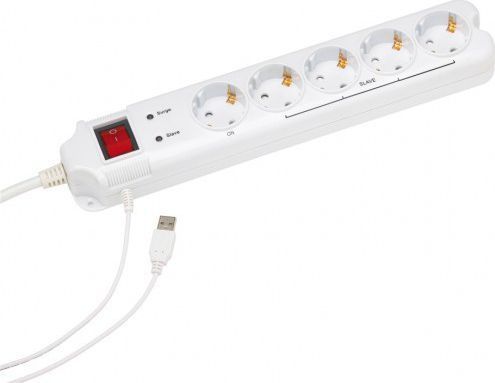 Listwa zasilająca Gembird EnerGenie Master/Slave 5 gniazd USB 1.8m Biała