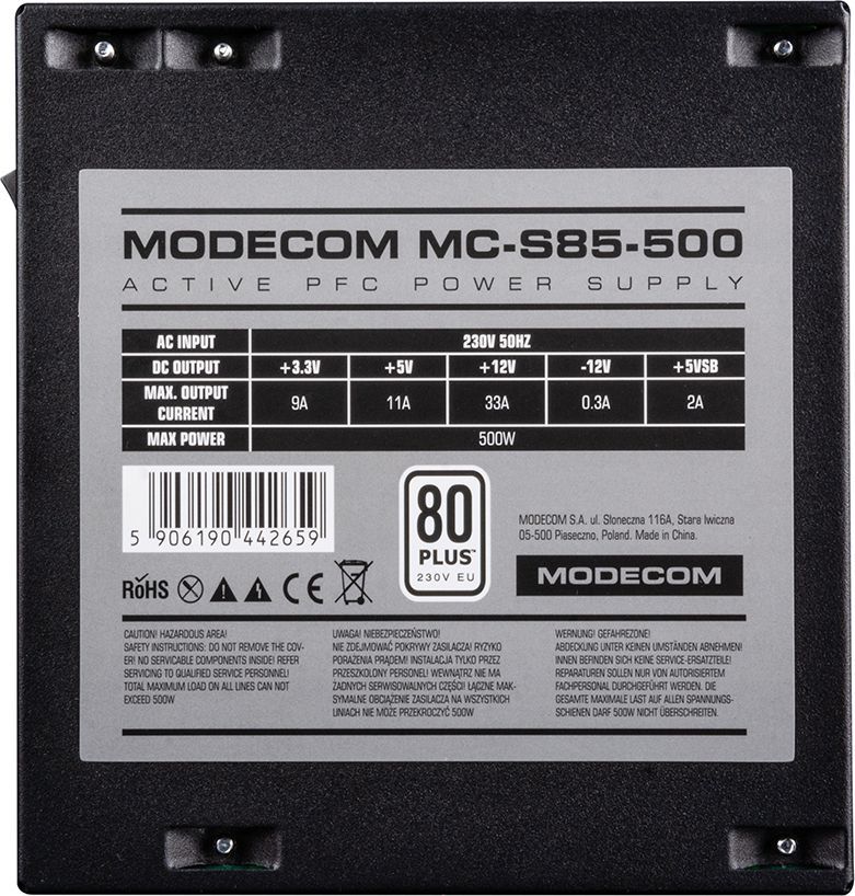 Zasilacz ATX 500W Modecom MC500-85 120mm 80 Plus - obrazek 4