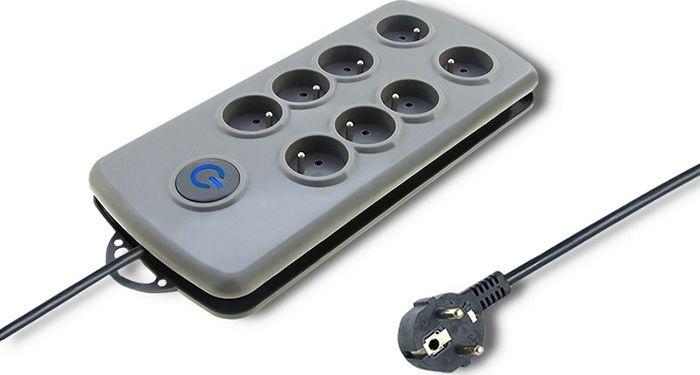 Listwa zasilająca Qoltec Quick Switch 8 gniazd 2.5m Szara
