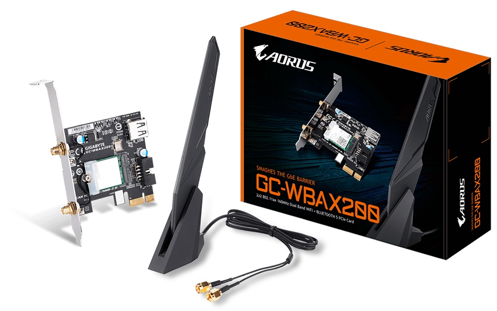 Bezprzewodowa karta sieciowa PCI Express Wi-Fi 6 AX2400 Gigabyte GC-WBAX200 Bluetooth 5.0