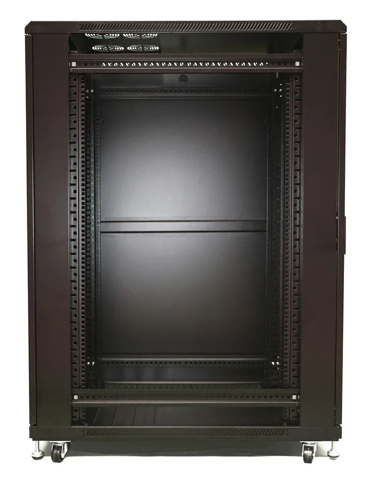 Szafa stojąca rack 19" 37U 600x600mm czarna (drzwi przednie szklane) Extralink - obrazek 2