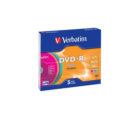 DVD-R VERBATIM 4.7GB x16 Slim Case *5 Colour
