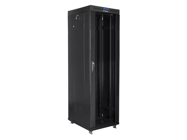 Szafa stojąca rack 19" 42U 600x800mm czarna (drzwi przednie szklane) LCD Lanberg - obrazek 2
