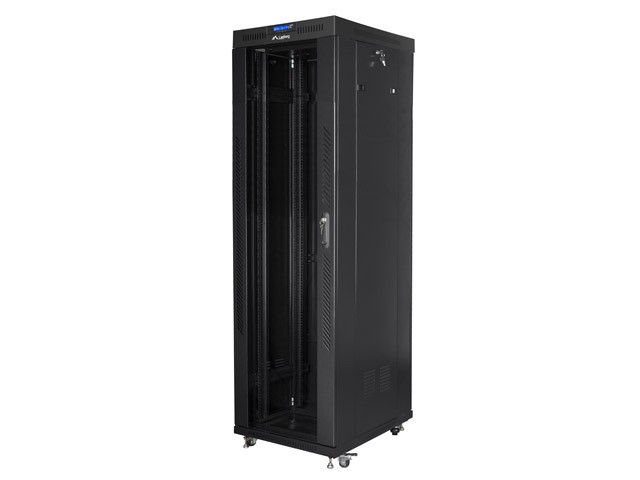 Szafa stojąca rack 19" 42U 600x800mm czarna (drzwi przednie szklane) LCD Lanberg - obrazek 3