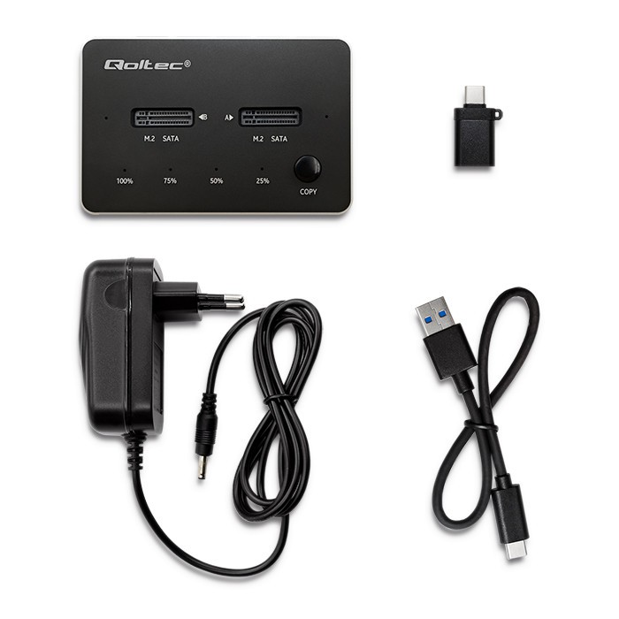 Stacja dokująca dla dysków 2 x SSD M.2 USB-C Qoltec - obrazek 2