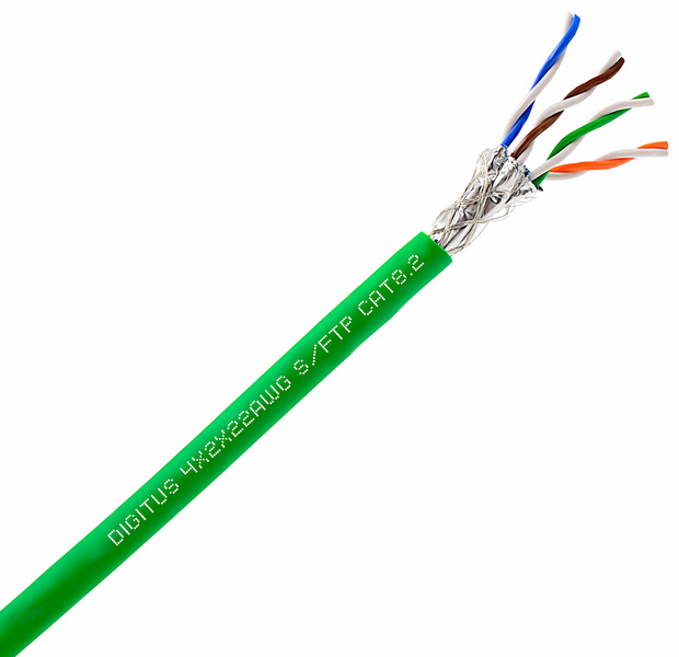 Kabel sieciowy S/FTP skrętka, Drut 100 m kat. 8.2 Zielony Digitus - obrazek 2