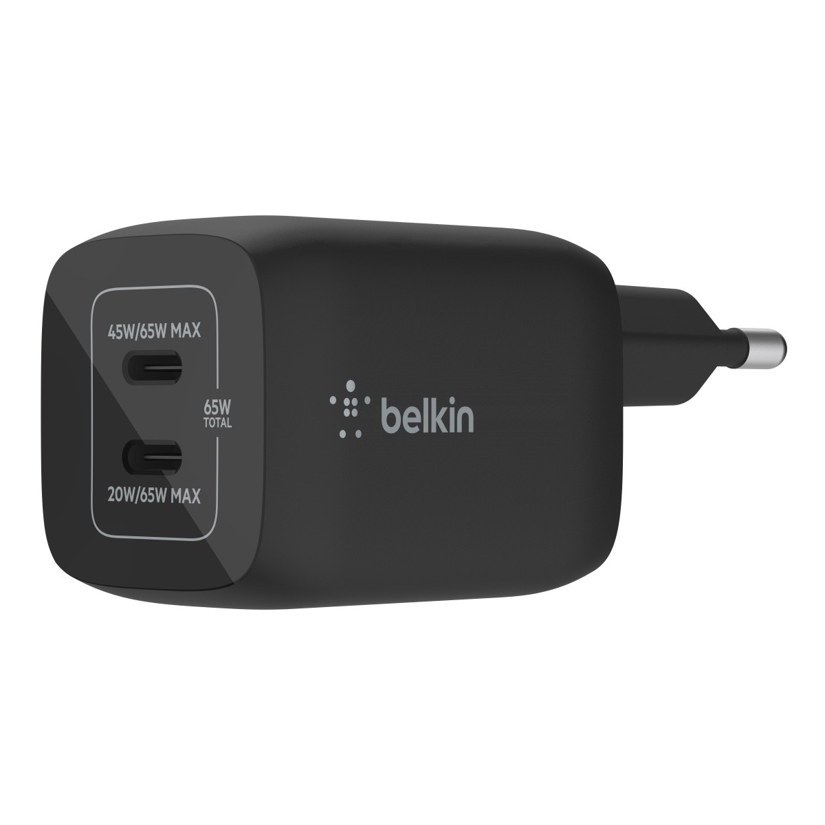 Ładowarka sieciowa USB GaN 65W 2 x USB Type-C PD Belkin Czarna