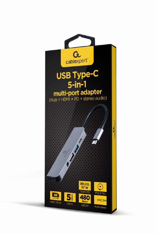 Stacja dokująca do laptopa USB Type-C 4K 1x HDMI 1x USB 3.0 1x USB 2.0 Audio 1x USB-C PD 87W Gembird - obrazek 3