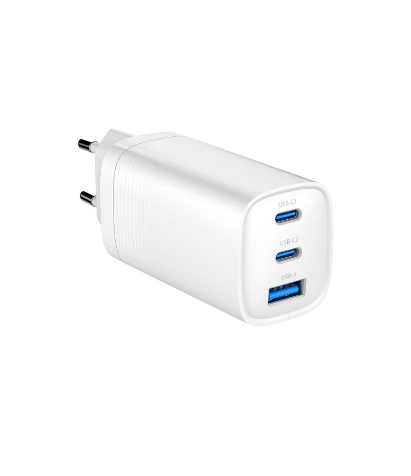 Ładowarka sieciowa USB GaN 65W 2 x USB Type-C + 1 x USB A PD Gembird Biała - obrazek 4