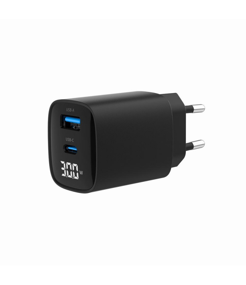 Ładowarka sieciowa  USB  30W  1 x USB Type-C + 1 port USB-A  QC 3.0  Gembird  Czarna