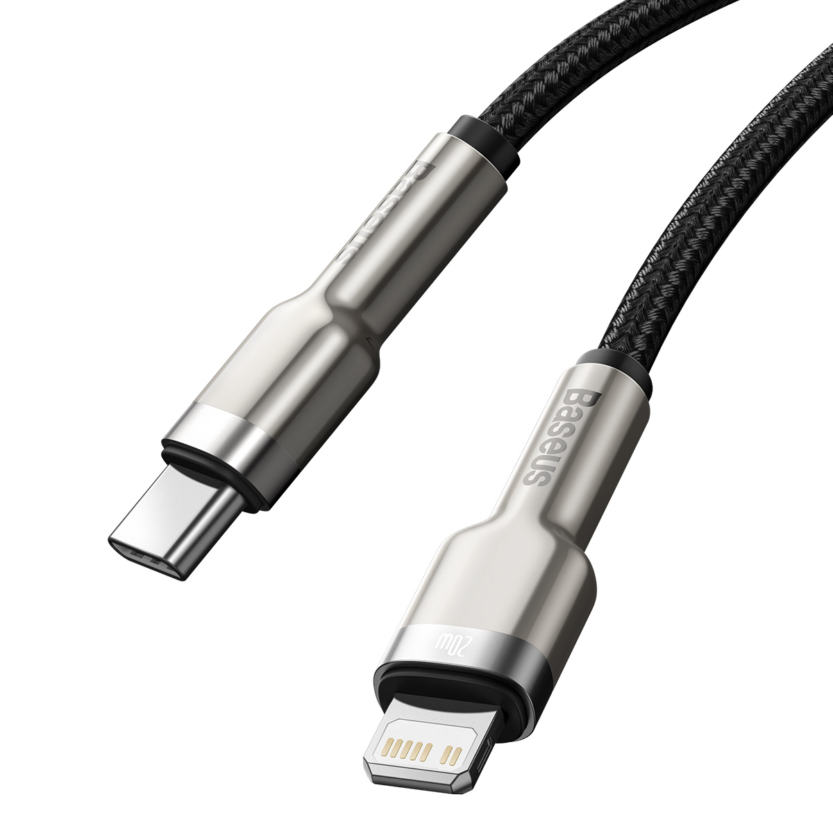Kabel USB Type-C na Lightning 20W 0.25 m Czarny Baseus Cafule Metal - obrazek 2