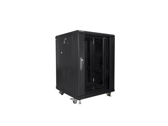 Szafa stojąca rack 19" 15U 600x600mm czarna (drzwi przednie szklane) Lanberg - obrazek 3