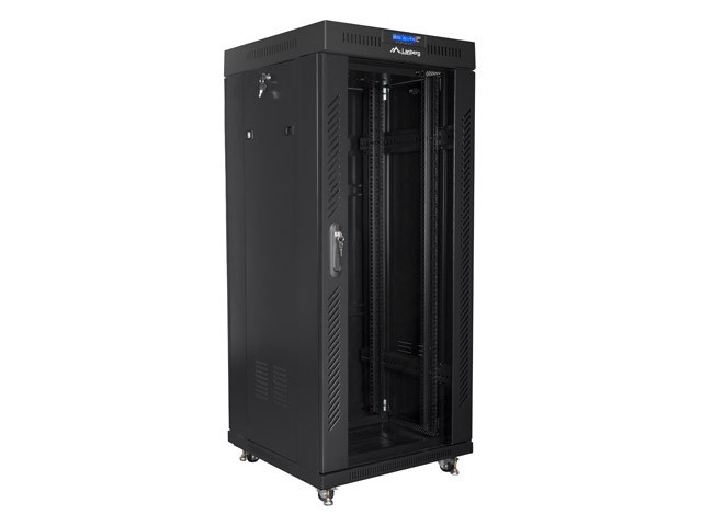Szafa stojąca rack 19" 27U 600x600mm czarna (drzwi przednie szklane) LCD Lanberg - obrazek 2
