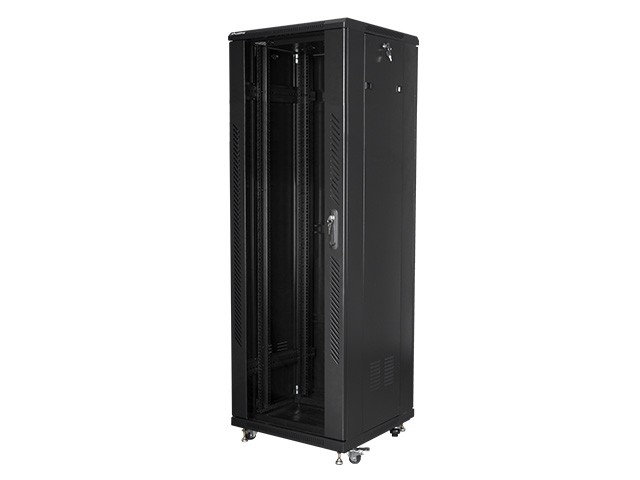 Szafa stojąca rack 19" 37U 600x600mm czarna (drzwi przednie szklane) Lanberg