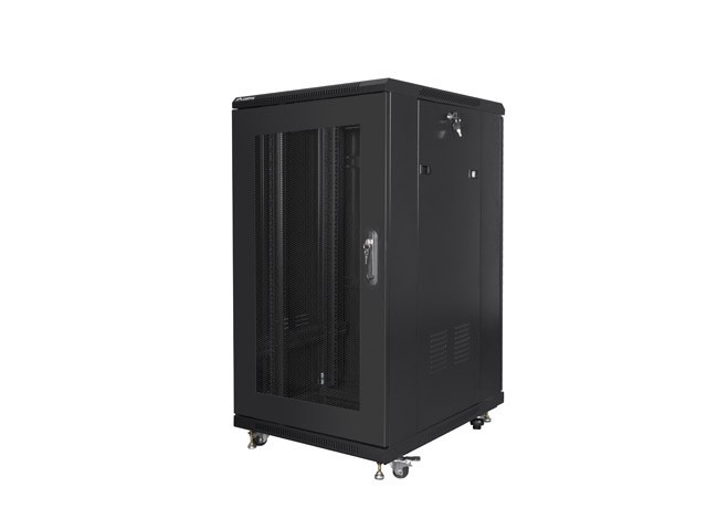 Szafa stojąca rack 19" 22U 600x800mm czarna (drzwi przednie perforowane) Lanberg