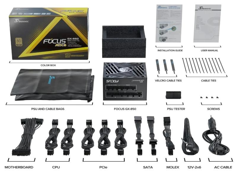 Zasilacz ATX 850W Seasonic FOCUS GX ATX 3.1 80 Plus Gold - obrazek 2