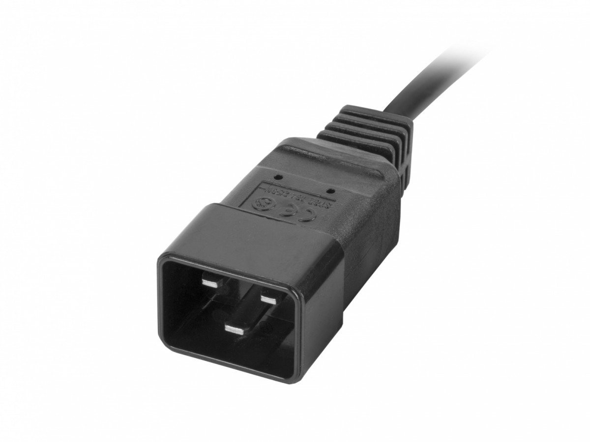 Listwa zasilająca Lanberg Rack 19" 1U 250V/16A 4000W 8 x IEC C13 ; wtyk C20 2.0 m czarna - obrazek 4