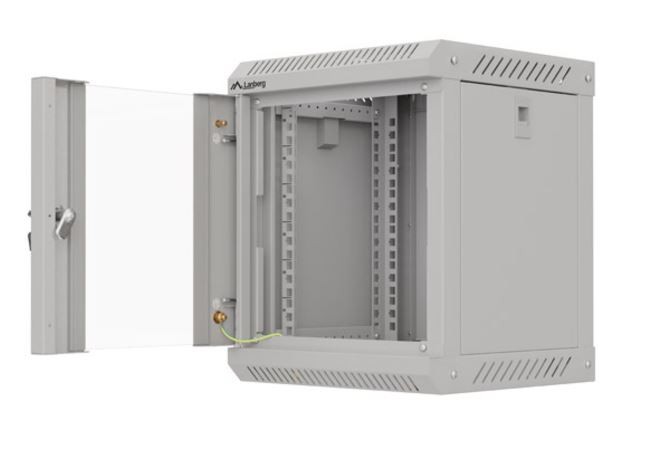 Szafa wisząca rack 10'' 6U 300x300mm szara (drzwi przednie szklane) Langberg - obrazek 5