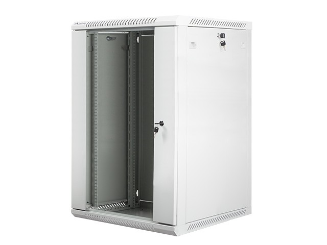 Szafa wisząca rack 19" 18U 600x600mm szara (drzwi przednie szklane) Lanberg
