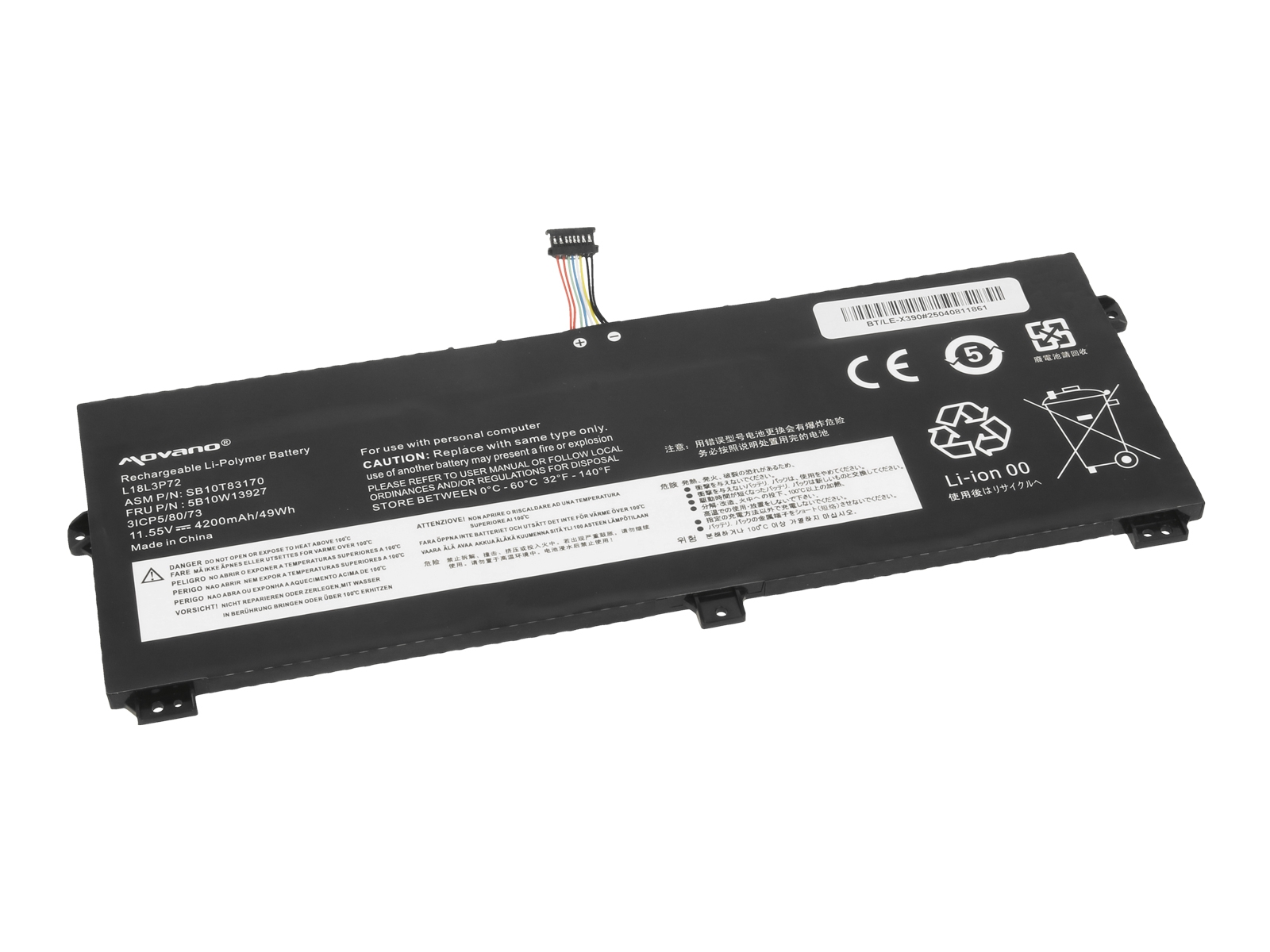 Bateria do laptopa Lenovo Thinkpad Yoga X390, X13 11.55 V 4200 mAh
