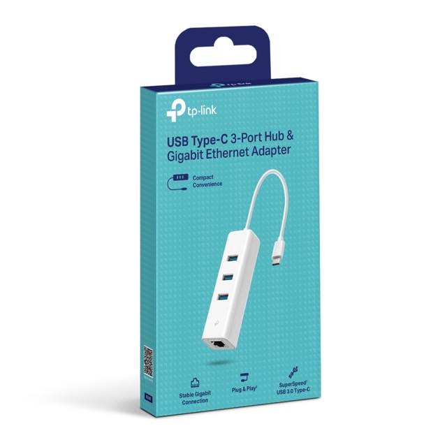 Karta sieciowa USB-C LAN Gigabit Ethernet 10/100/1000 Mb/s RJ45 + HUB USB TP-Link UE330C - obrazek 4