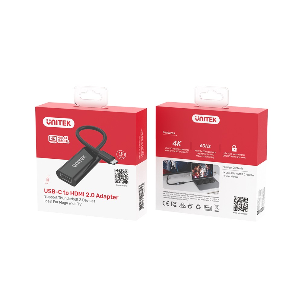 Adapter USB Type-C męski na HDMI żeński 4K Unitek - obrazek 2
