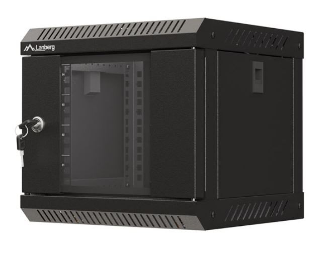 Szafa wisząca rack 10'' 4U 300x300mm czarna (drzwi przednie szklane) Langberg - obrazek 4