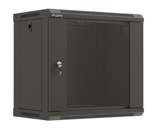 Szafa wisząca rack 19''   9U 540x350mm szara (drzwi przednie szklane) Langberg