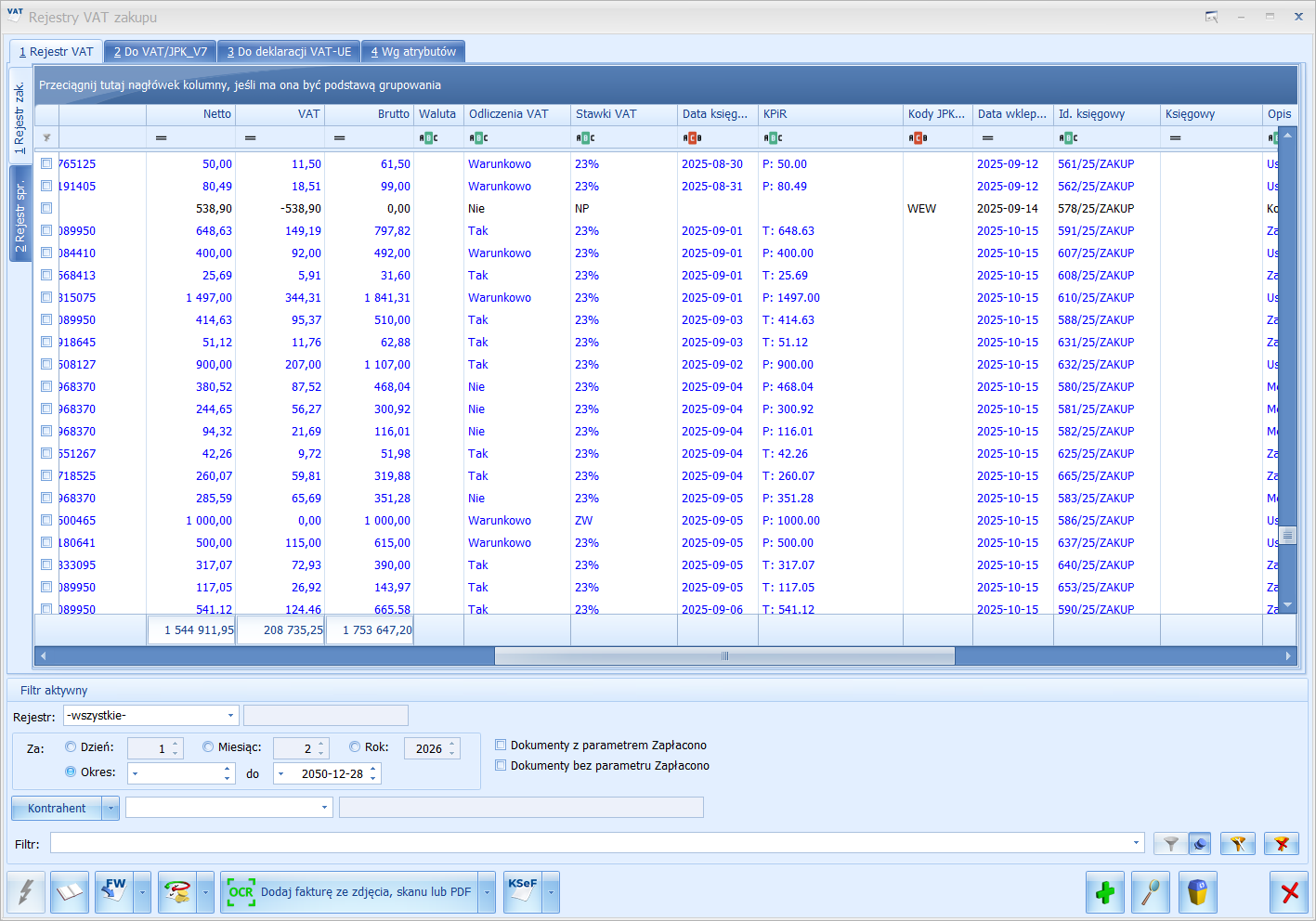 Dodatkowe kolumny w Rejestrze VAT - tylko instrukcja