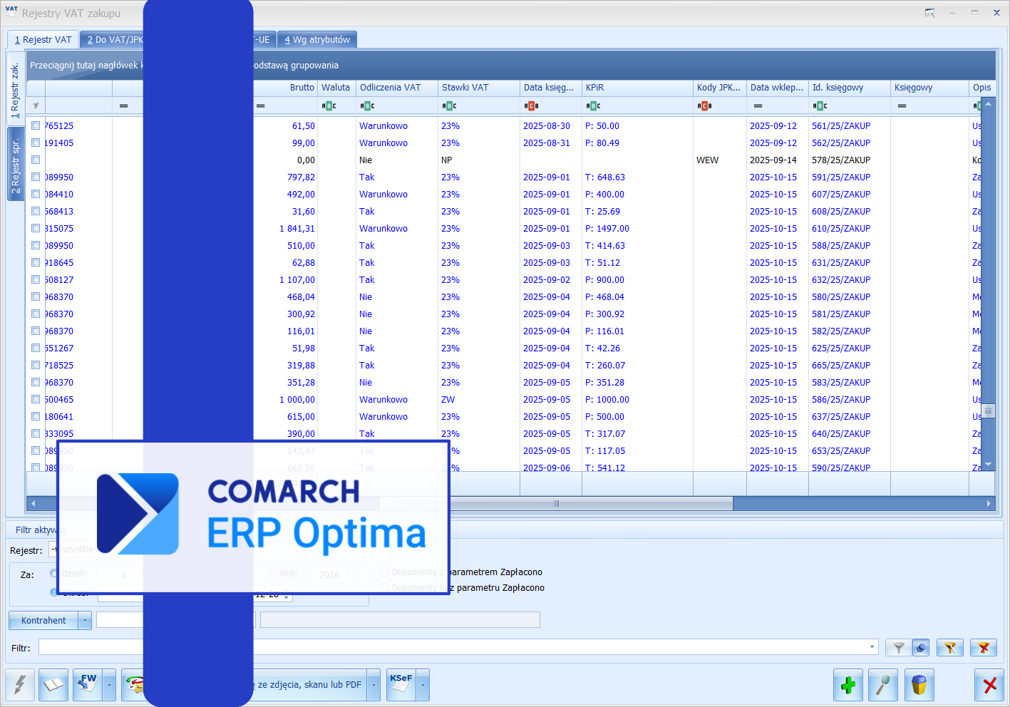 Dodatkowe kolumny w Rejestrze VAT