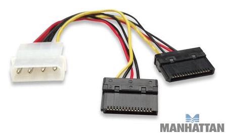 Kabel zasilający do dysków Molex na 2x Serial ATA Manhattan