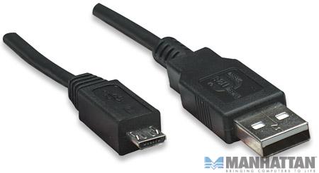 Kabel USB 2.0 męski A na microUSB męski 1.8 m Manhattan - obrazek 2