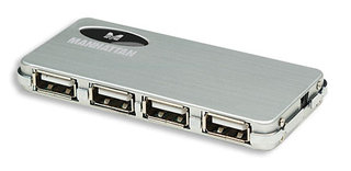 HUB USB 2.0  4 portowy  Manhattan Slim + zasilacz