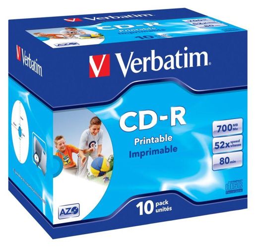 CDR Verbatim 700MB 52x Jewel Case *10 Printable