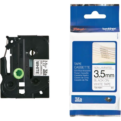 Taśma do drukarki etykiet Brother TZEN201 3.5mm Czarny na Białym - obrazek 2