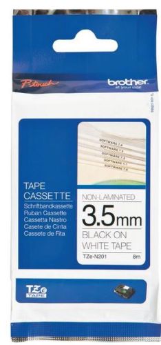 Taśma do drukarki etykiet Brother TZEN201 3.5mm Czarny na Białym - obrazek 3