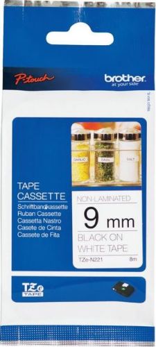 Taśma do drukarki etykiet Brother TZEN221 9mm Czarny na Białym - obrazek 3