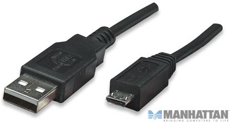 Kabel USB 2.0 męski A na microUSB męski  0.5 m  Manhattan