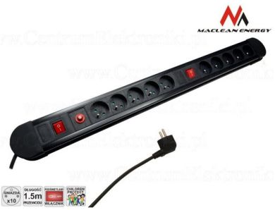 Listwa zasilająca Maclean 10 gniazd z 2 wyłącznikami Energy MCE10
