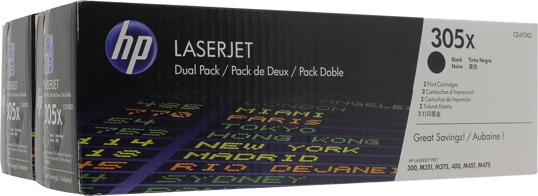 Tonery HP 305X CE410XD Black 2x4000 str.