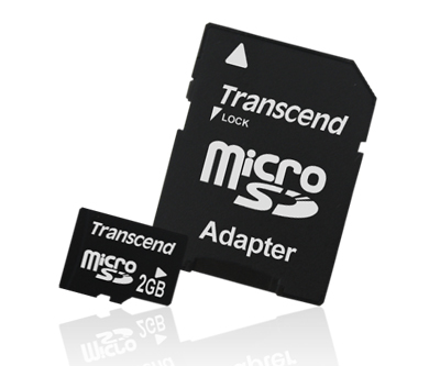 - karta pamieci MicroSD 2GB Transcend + Adapter SD!