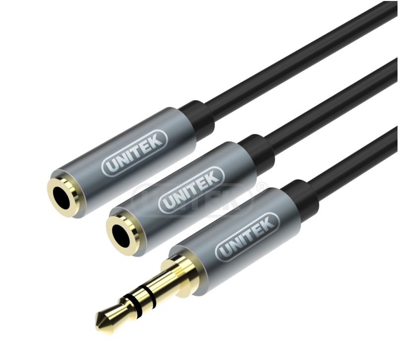 Kabel Audio Mini Jack Stereo męski na 2 x żeński Mini Jack 0.2 m Unitek