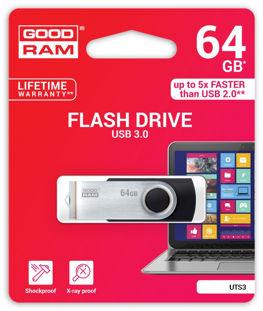 Flashdrive 64GB USB 3.0 Goodram Twister Czarny - obrazek 2
