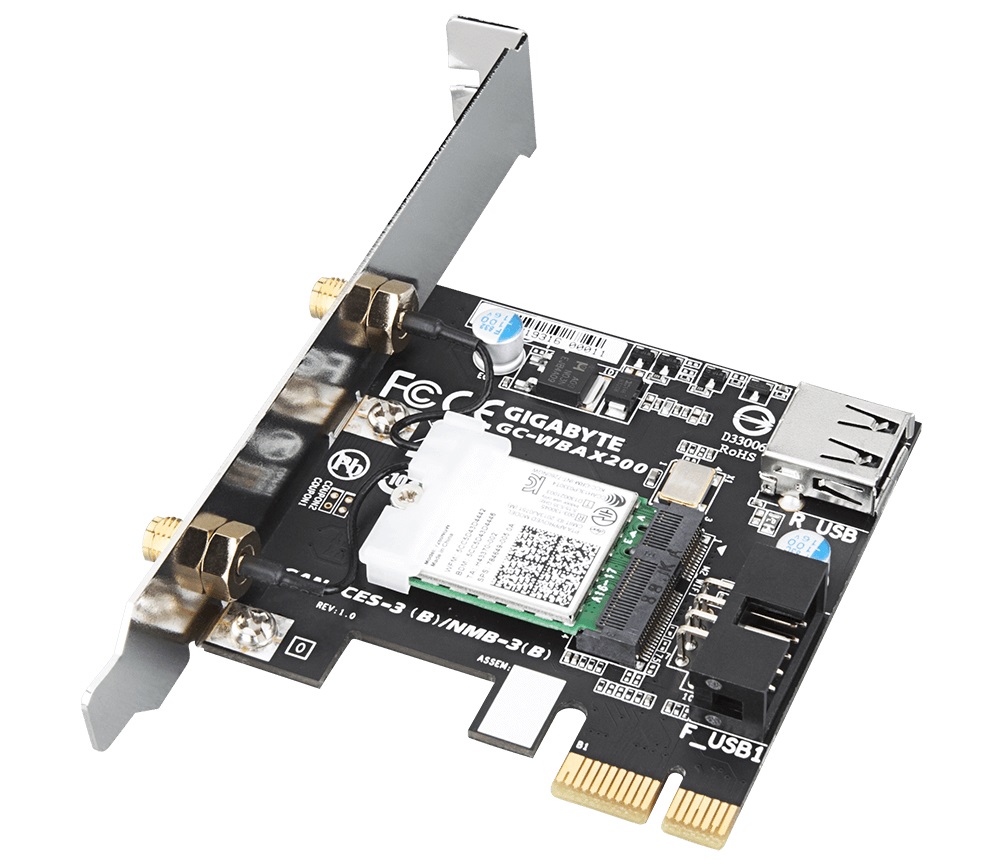 Bezprzewodowa karta sieciowa PCI Express Wi-Fi 6 AX2400 Gigabyte GC-WBAX200 Bluetooth 5.0 - obrazek 3