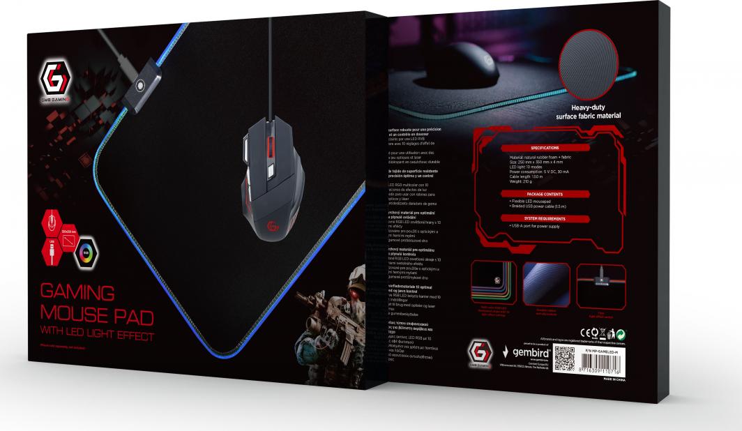 Podkładka pod mysz Gembird LED RGB 250 x 350 mm - obrazek 2