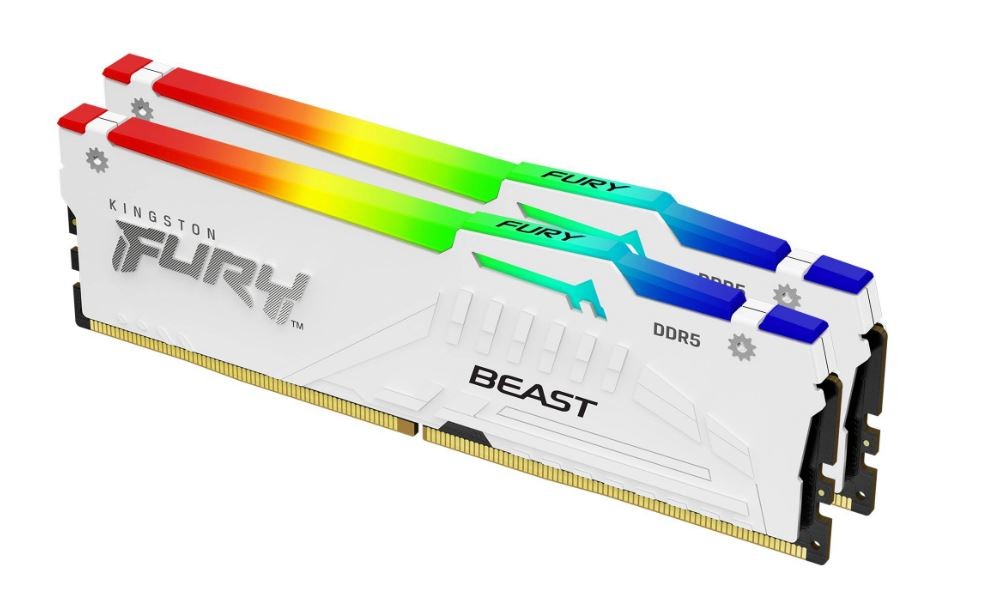 DIMM PC-5600 DDR5 128GB Kingston KF556C40BWAK4-128 Fury Beast White RGB **4 x 32GB**