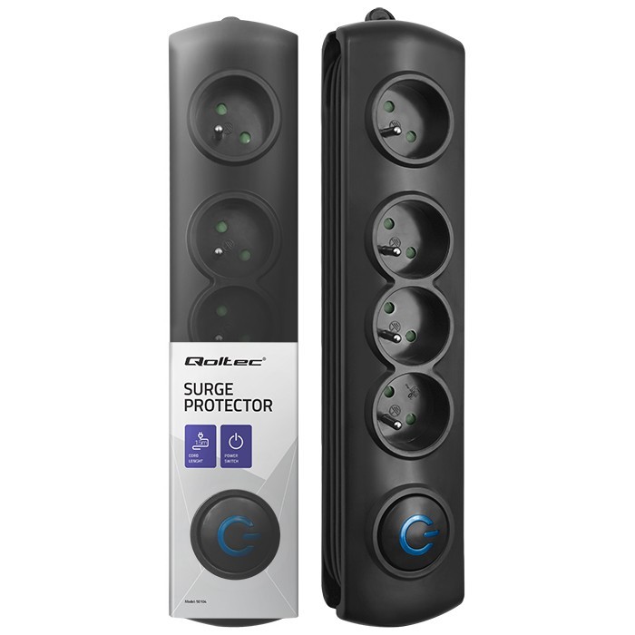 Listwa zasilająca Qoltec 4 gniazda 2.5m Czarna - obrazek 2